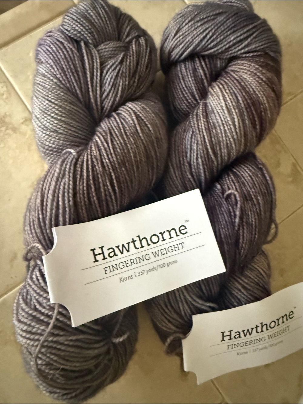 Hawthorne Fingering Weight Yarn - Heathered Gray Lavender - Kerns